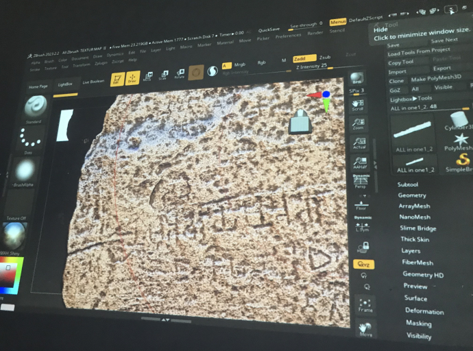 The digital version of the Dimbulagala inscription is being examined